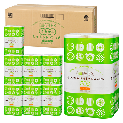 【肌触りやわらか】ふわかん   ダブル 26.5m｜12ロール｜8パック（芯あり）