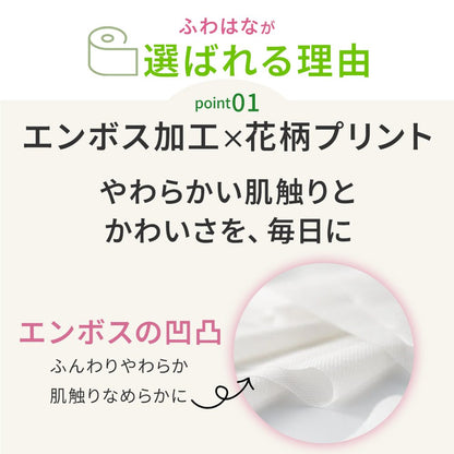 【公式最安値】 ふわはな 1.5倍巻き ダブル 45m｜8ロール｜8パック（芯あり） 26種類の花柄