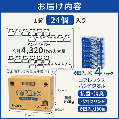 【公式最安値】 ハンドタオル 180組｜24パック（6パック×4入）［ ソフトパック ］ 消臭効果