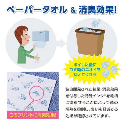 【消臭効果】ハンドタオル 2枚重ね180組（360枚）6個パック｜ケース4パック入［ ソフトパック ］