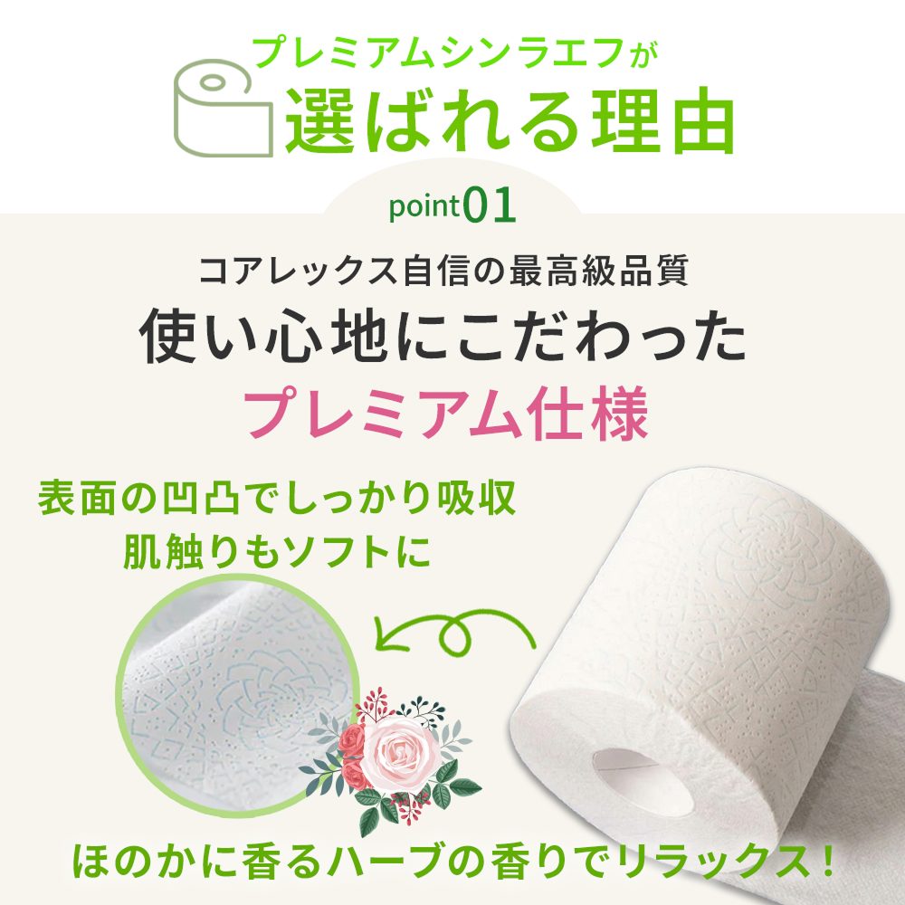 【公式最安値】 プレミアムシンラ f ダブル 35m｜12ロール｜8パック（芯あり） おしゃれなエンボスデザイン