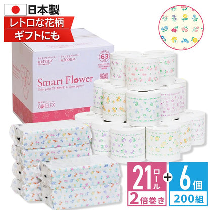 【公式最安値】 スマートフラワー｜ふわはなトイレットロール 21ロール & 花いっぱいソフトパックティシュー6パック｜ セットで人気No.1