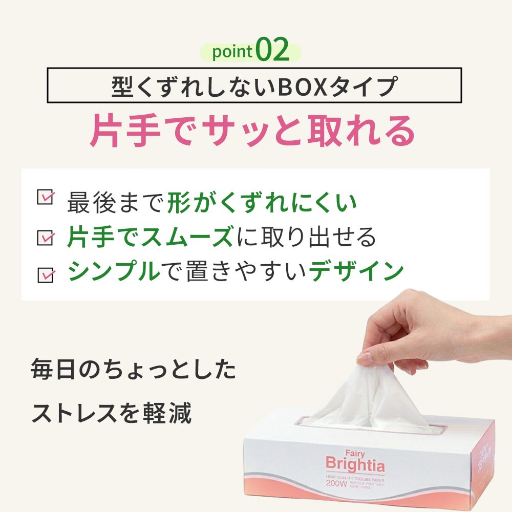 【公式最安値】 ブライティアBOXティシュ― 200組｜60パック（5パック×12入） 紙BOX