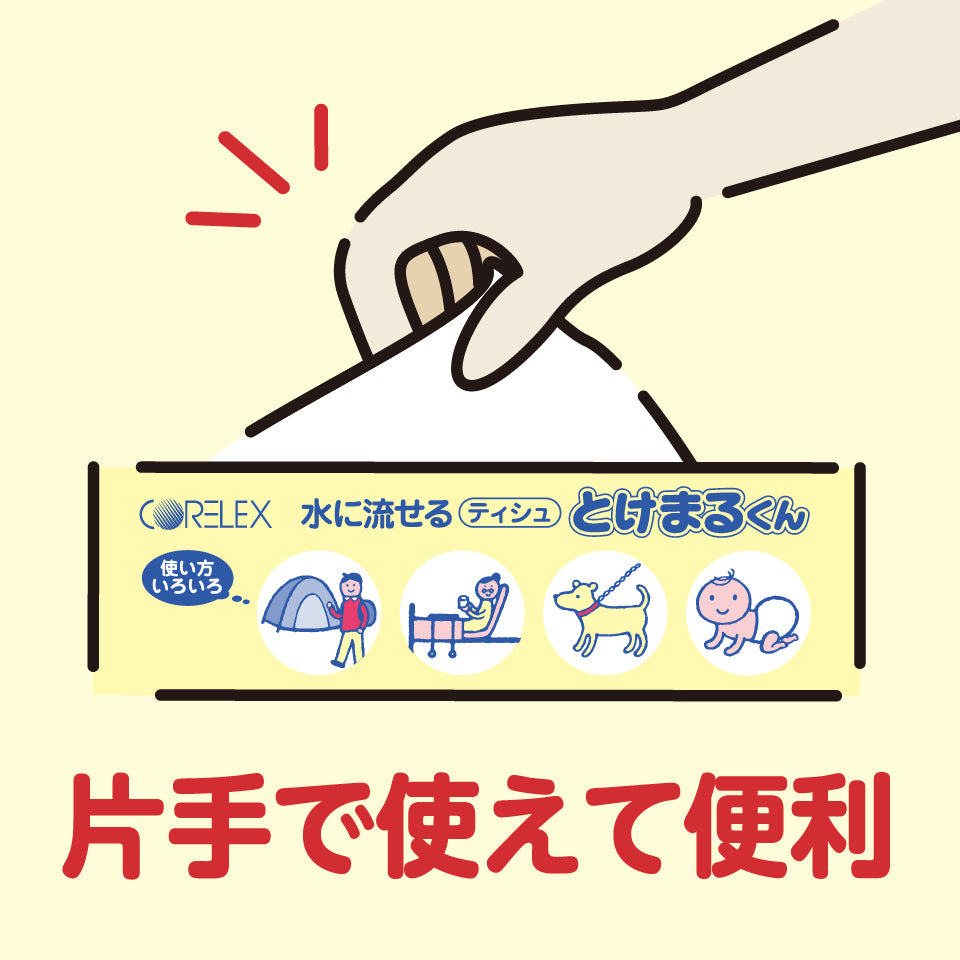 【ペットに最適！】水に流せるソフトパックティシューとけまるくん 200組｜60パック（6パック×10）